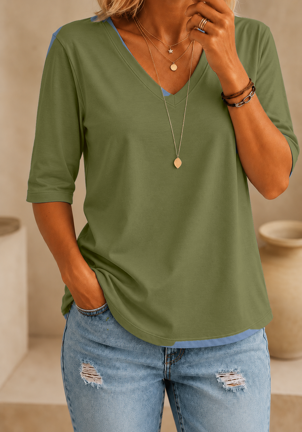 Calvera | Essential Comfort Tee V-Neck