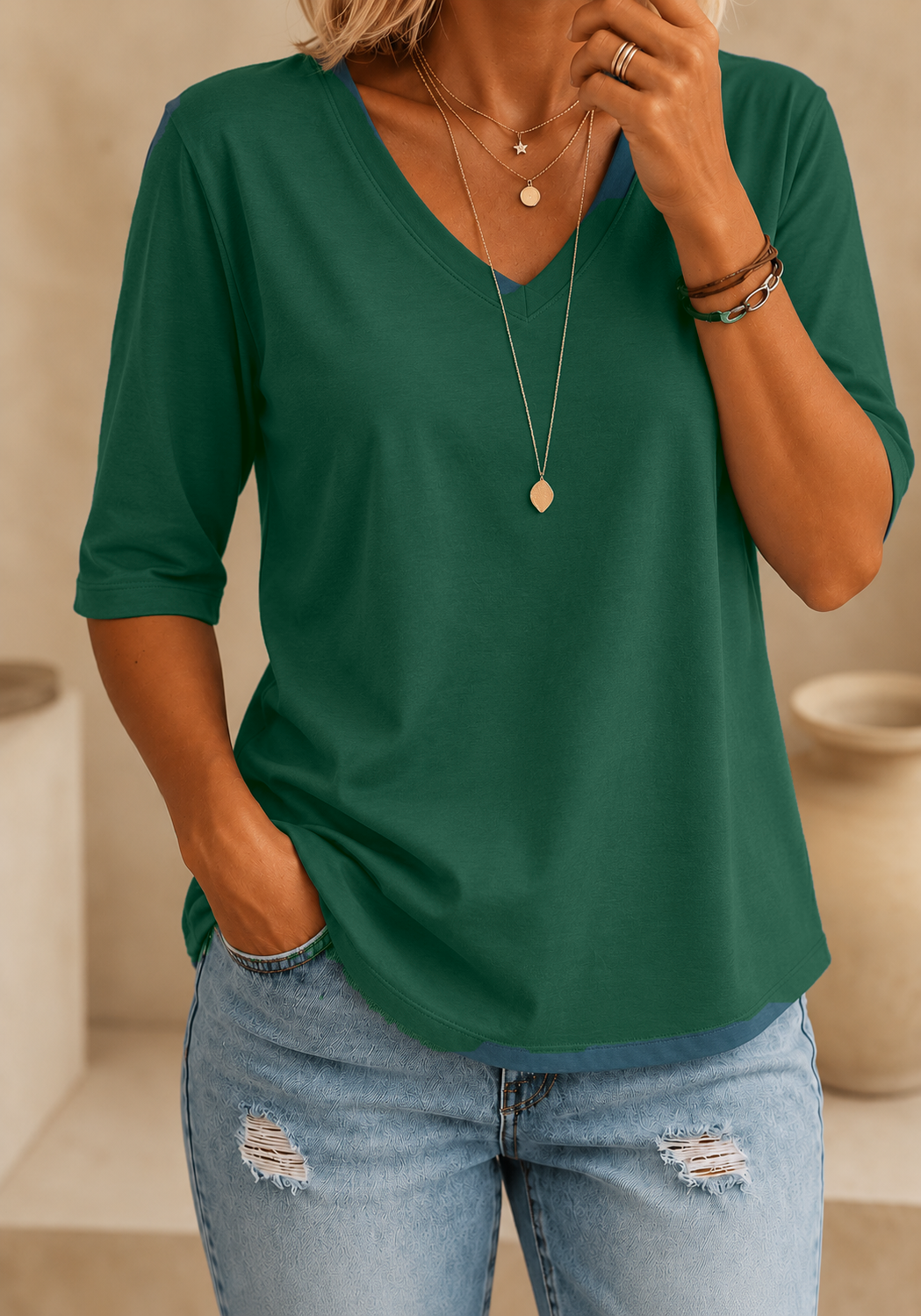 Calvera | Essential Comfort Tee V-Neck