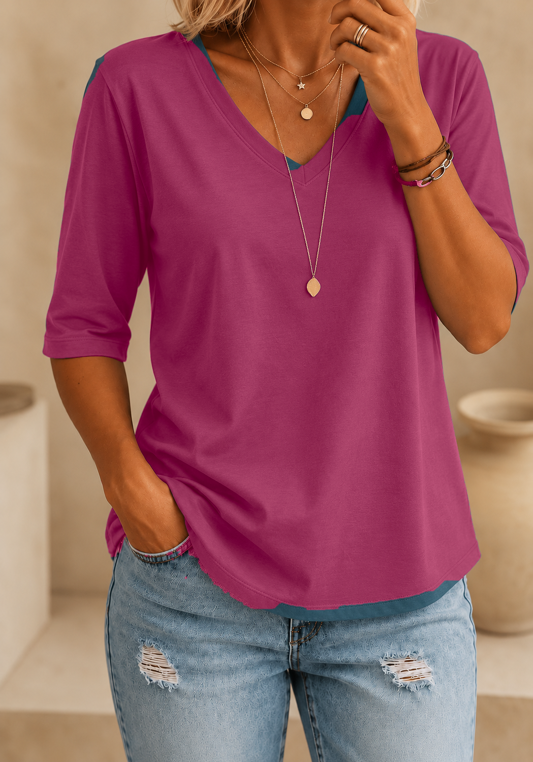 Calvera | Essential Comfort Tee V-Neck