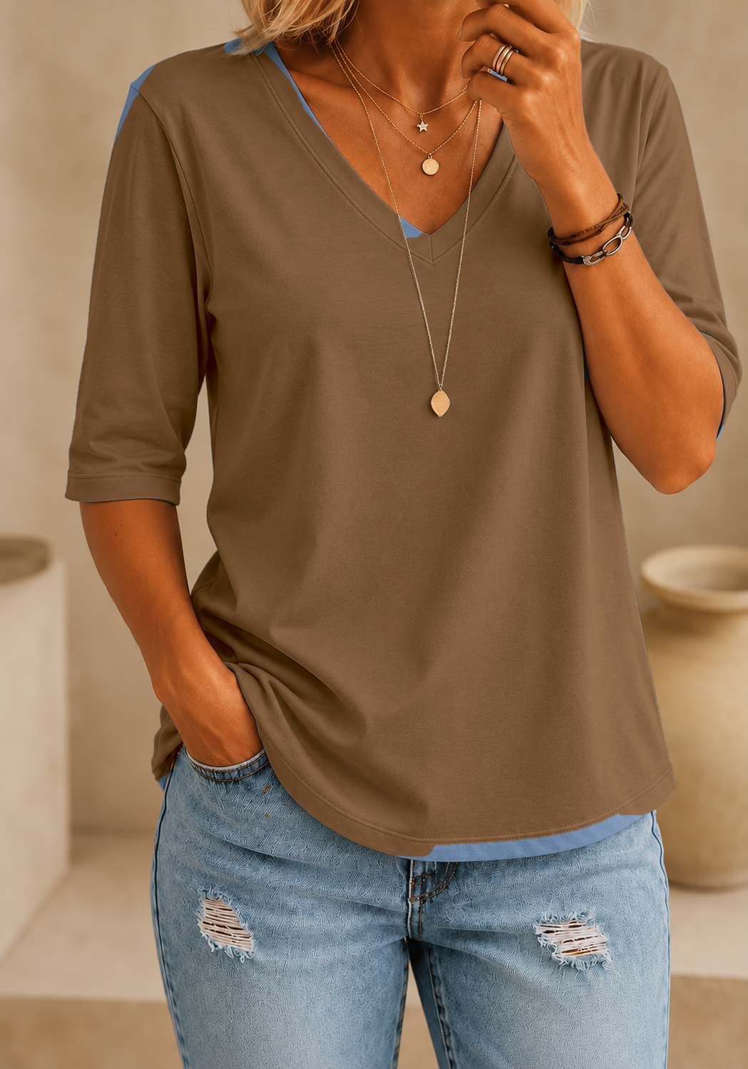 Calvera | Essential Comfort Tee V-Neck