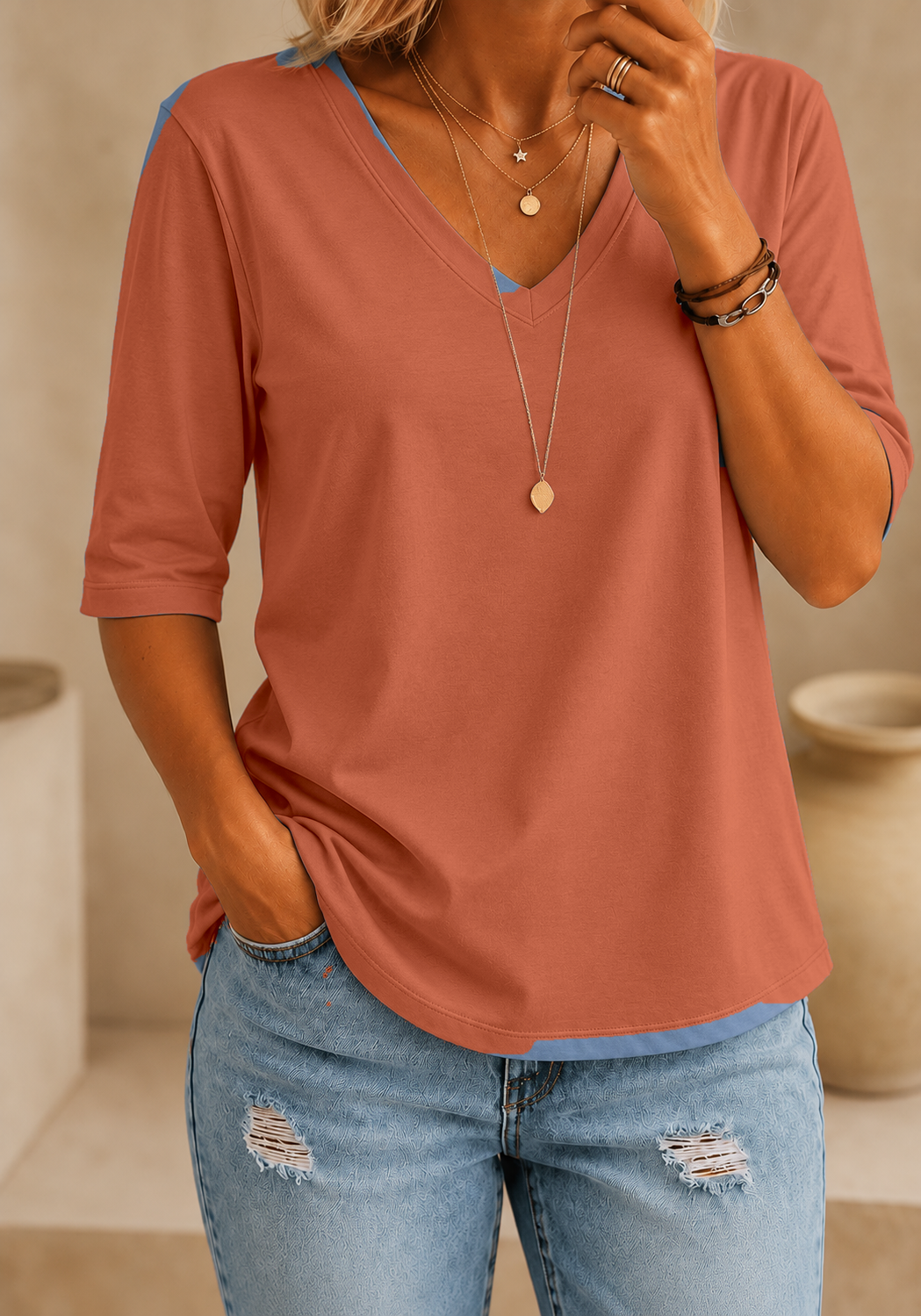 Calvera | Essential Comfort Tee V-Neck